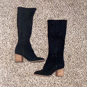 Black Suede Calf Length Boots Size 6.5